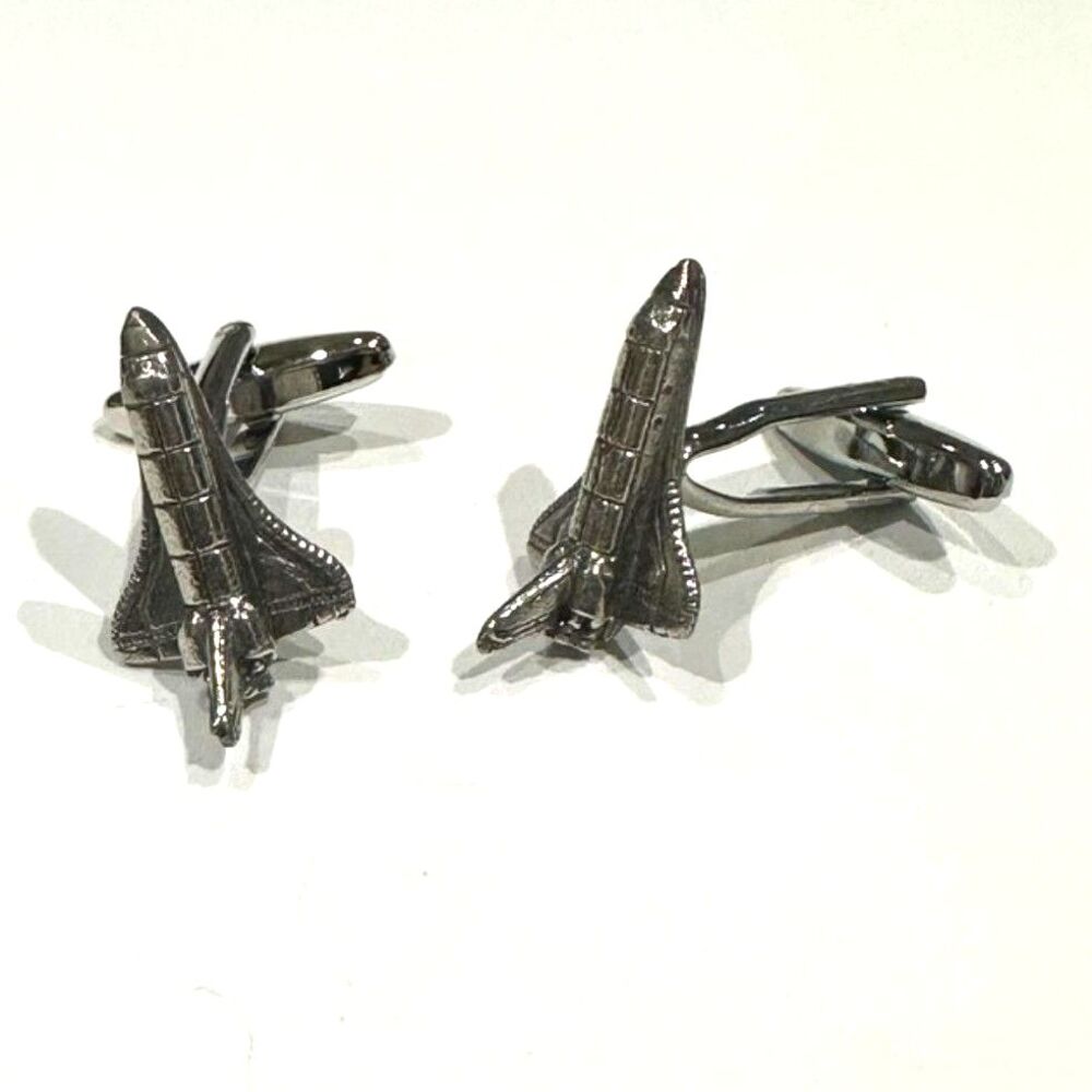 Silver Space Shuttle Cufflinks Silver-Tone NASA Space Shuttle Space Gift
